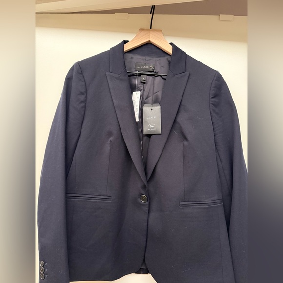J. Crew Stretch Cotton Navy Blazer Size 10 - Picture 1 of 4